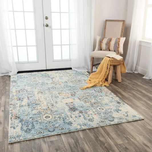 Deru Blue/ Beige Large Area Rugs For Living Room - LOOMLAN - LOOMLAN - Area Rugs