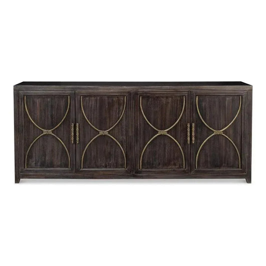 Details Acacia Wood Dark Brown Credenza - LOOMLAN - Sarreid - Sideboards
