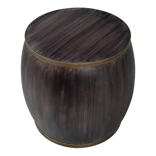 DetailsWood Dark Brown Round Side Table - LOOMLAN - Sarreid - Side Tables