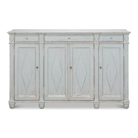 Diamond Wall Sideboard Blue Grey Drawers - LOOMLAN - Sarreid - Sideboards