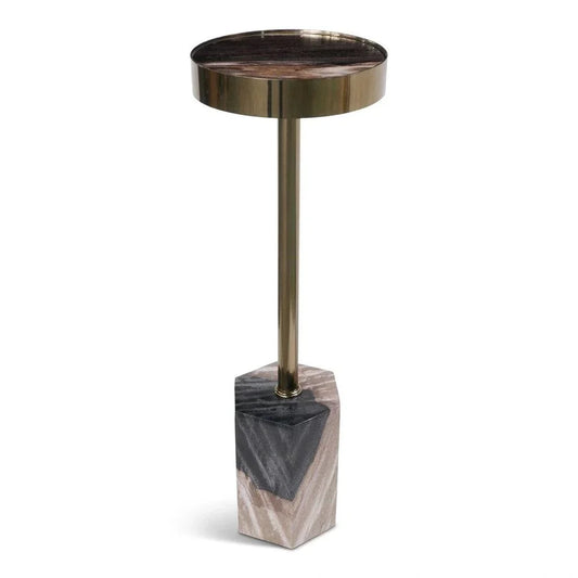 Dinah Brass Framed Round Drink Table - LOOMLAN - Urbia - Side Tables