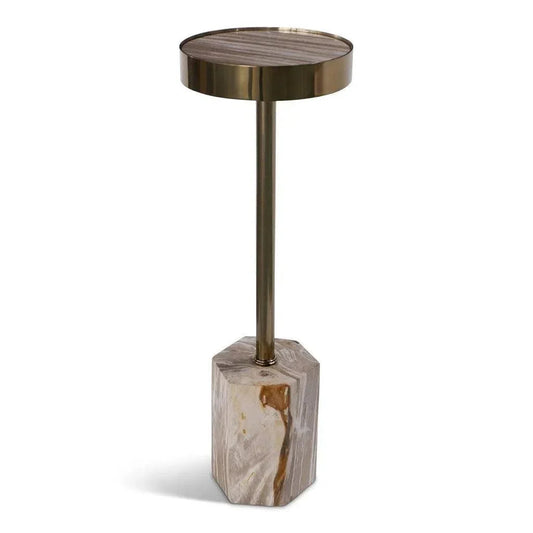 Dinah Nickel Framed Round Drink Table - LOOMLAN - Urbia - Side Tables