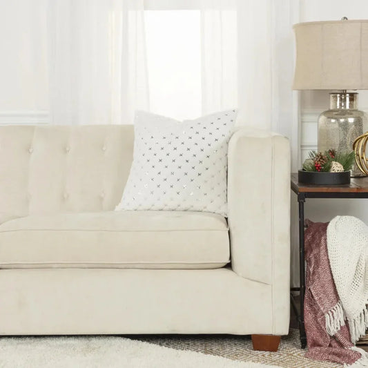 Dior Quilted Diamond White Silver Throw Pillow Insert - LOOMLAN - LOOMLAN - Throw Pillows