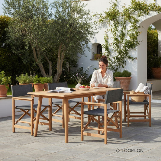 Director Teak Patio Family Dining Set 7PC