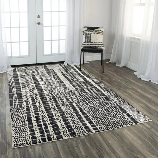 Dish Abstract Black Kitchen Hallway Runner Rug - LOOMLAN - LOOMLAN - Area Rugs