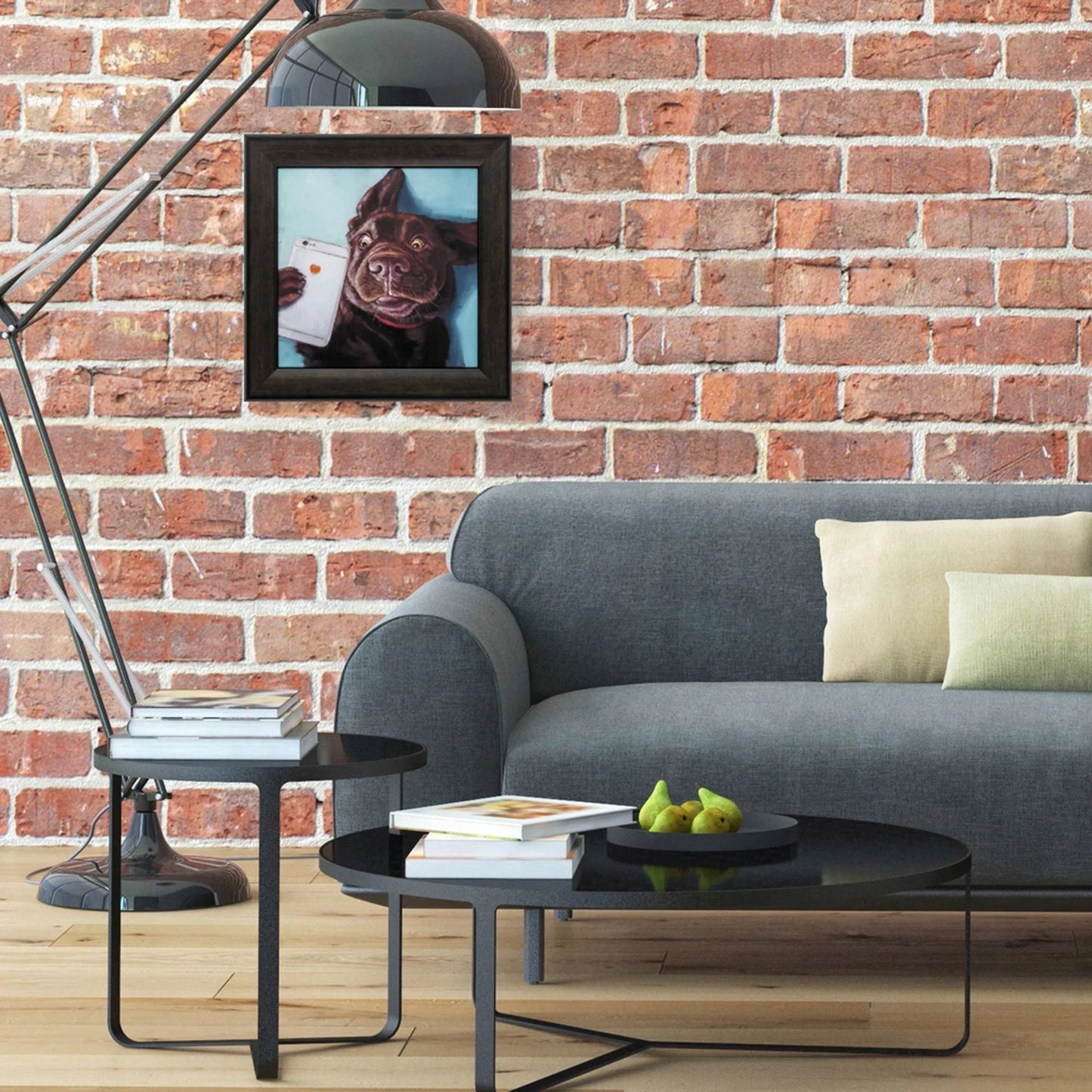 Dog Selfie Neutral Framed Wall Art