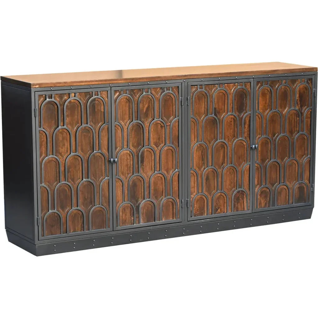 Medrano Wood Brown 4 Door Sideboard - LOOMLAN - LOOMLAN - Sideboards