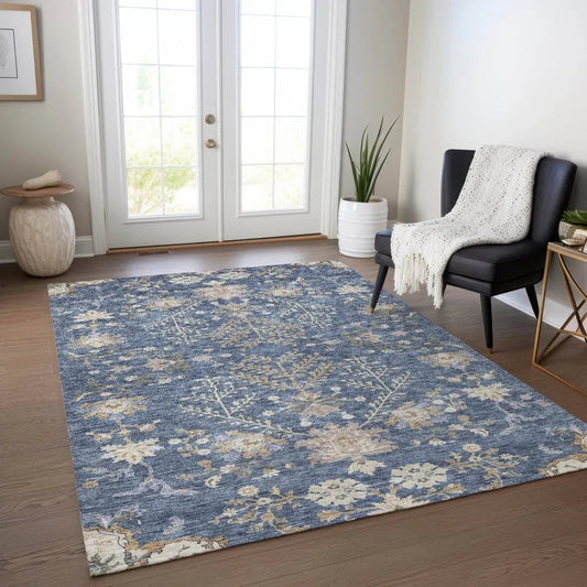 Doris Blue Washable Indoor - Outdoor Rug - LOOMLAN - LOOMLAN Rugs - Outdoor Rugs