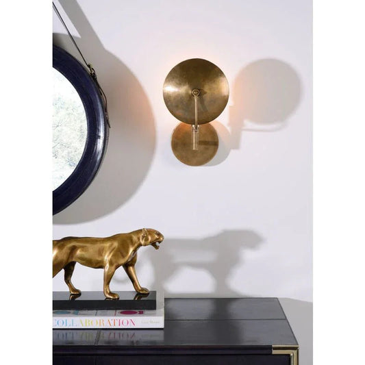 Dovi Stylized Brass Round Wall Sconce - LOOMLAN - Wildwood - Wall Sconces