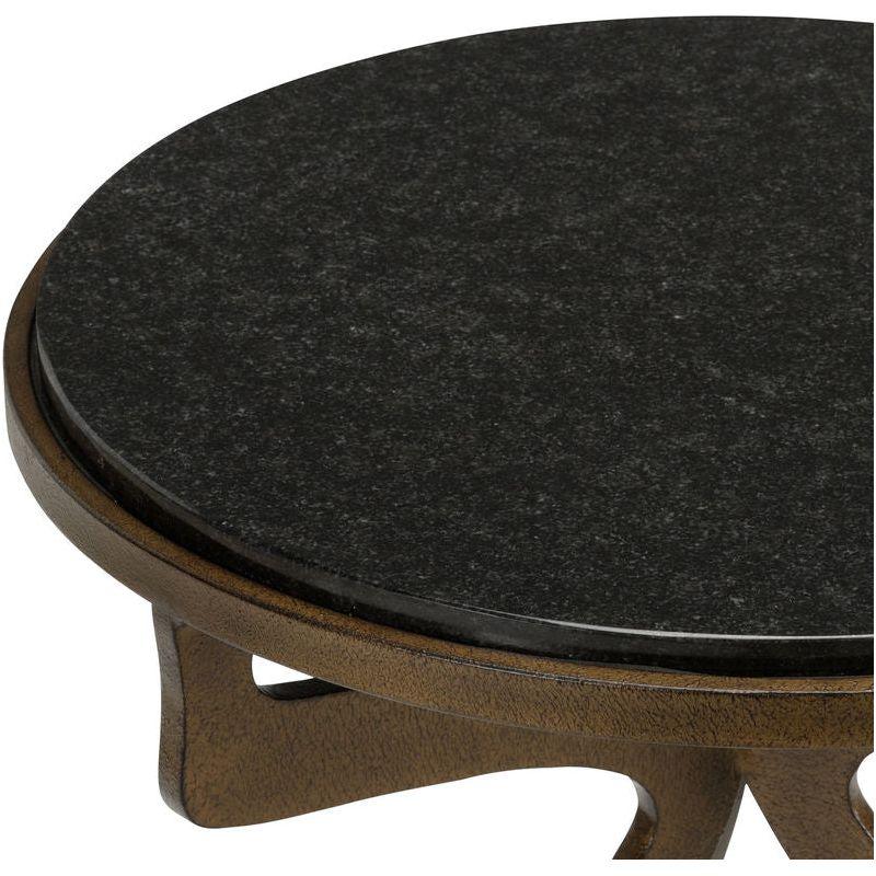 Drake Black Marble Top Round Side Table - LOOMLAN - Wildwood - Side Tables