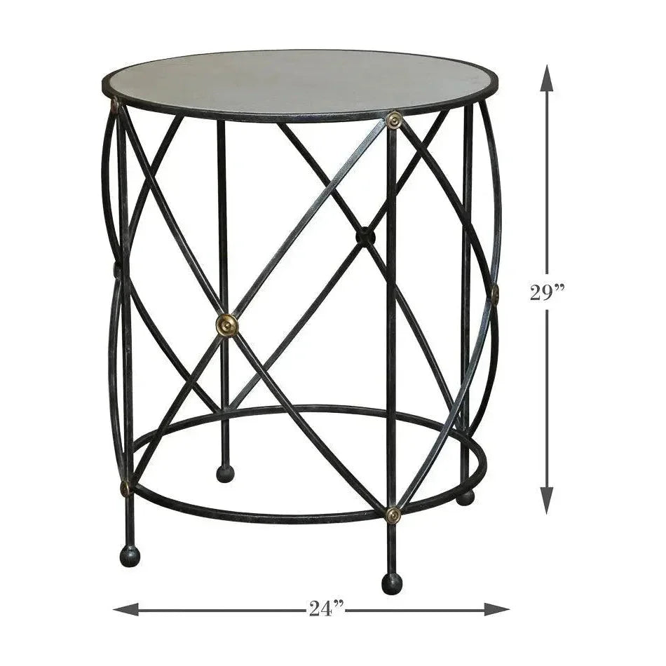 Drum & Fife Lamp Table Side Table Marble Top - LOOMLAN - Sarreid - Side Tables