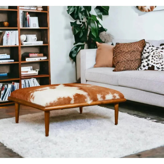 Duo Rectangular Hair on Hide Ottoman Coffee Table - LOOMLAN - One For Victory - Ottomans