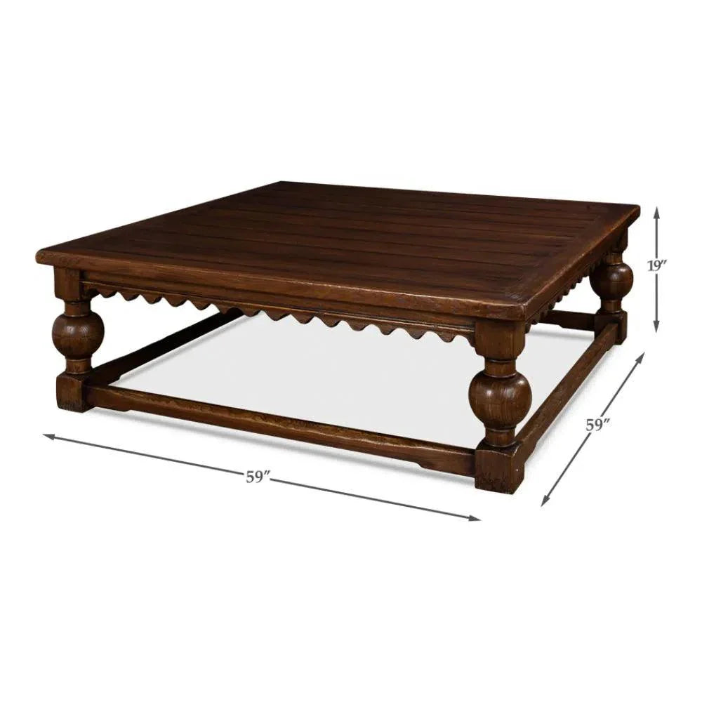 Durand Coffee Table Square Solid Wood Dark Brown - LOOMLAN - Sarreid - Coffee Tables