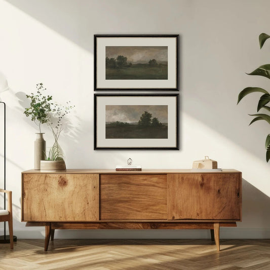 Dusk Panoramic Vista Framed Wall Art 2PC