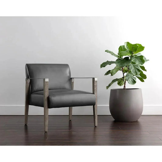 Earl Leather Lounge Chair - LOOMLAN - SUNPAN - Accent Chairs