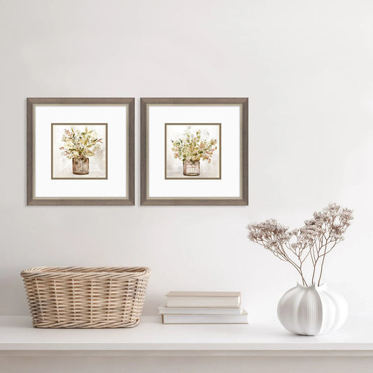 Earthy Garden Green Framed Wall Art 2PC