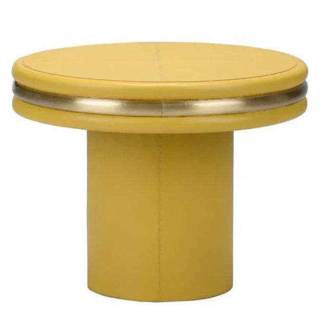 Edison Leather Covered Round Coffee Table - LOOMLAN - Chelsea House - Coffee Tables