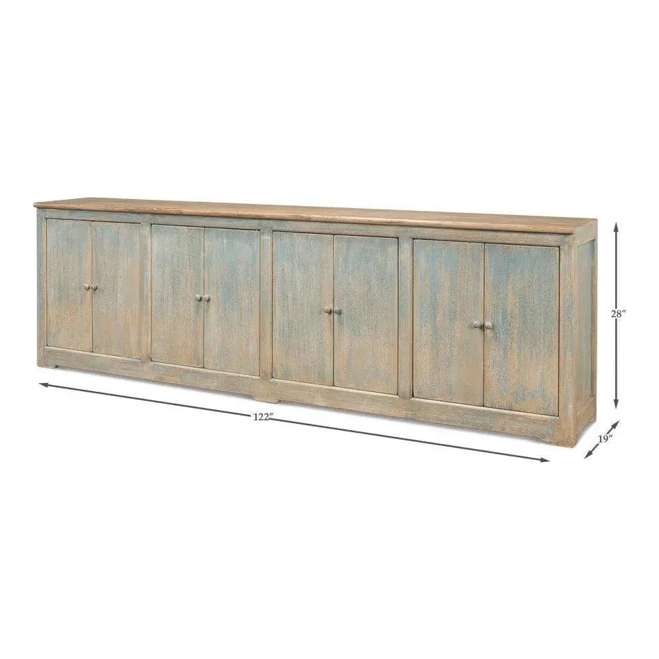Eight Is Enough Extra Wide Sideboard Antique Blue - LOOMLAN - Sarreid - Sideboards