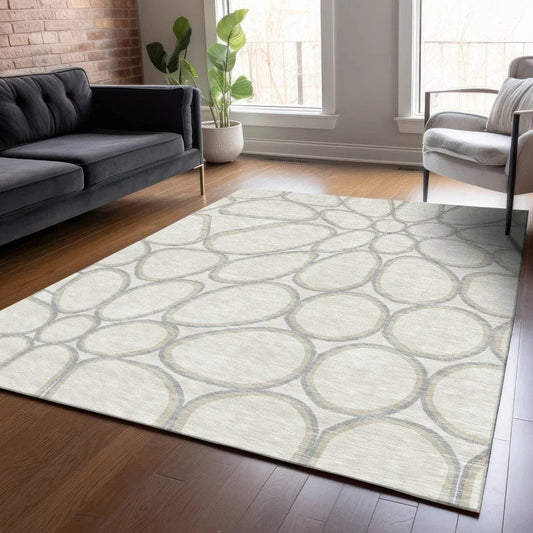 Elantra Ivory Washable Indoor-Outdoor Rug-Outdoor Rugs-LOOMLAN Rugs-LOOMLAN