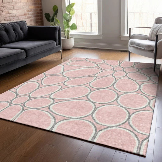 Elantra Pink Washable Indoor-Outdoor Rug-Outdoor Rugs-LOOMLAN Rugs-LOOMLAN