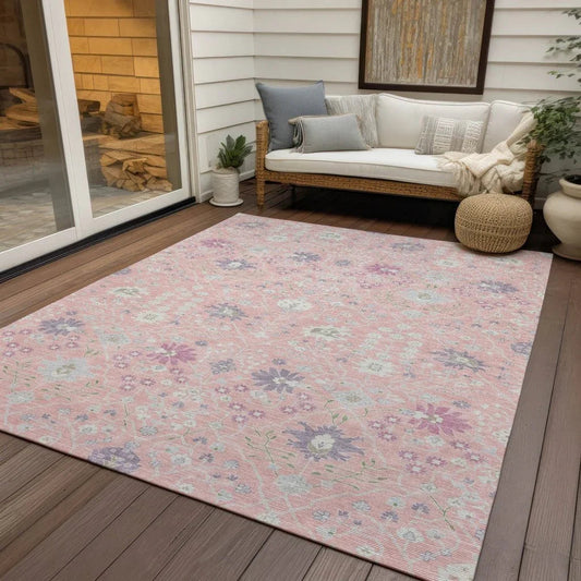 Elara Pink Washable Indoor-Outdoor Rug-Outdoor Rugs-LOOMLAN Rugs-LOOMLAN