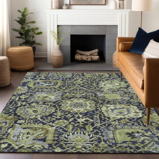 Elarion Green Washable Indoor - Outdoor Rug - LOOMLAN - LOOMLAN Rugs - Outdoor Rugs