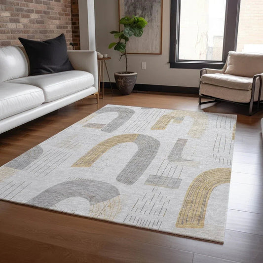 Elas Gray Washable Indoor - Outdoor Rug - LOOMLAN - LOOMLAN Rugs - Outdoor Rugs