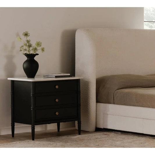 Eleanor Black With Marble Top Nightstand - LOOMLAN - Moe's Home - Nightstands