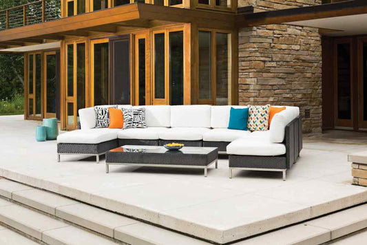 Elements Armless Outdoor Settee with Loom Back