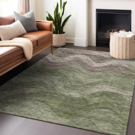Elion Green Washable Indoor - Outdoor Rug - LOOMLAN - LOOMLAN Rugs - Outdoor Rugs