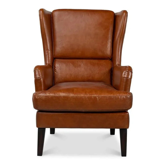 Elite Wing Luxurious Leather Armchair - LOOMLAN - Sarreid - Club Chairs