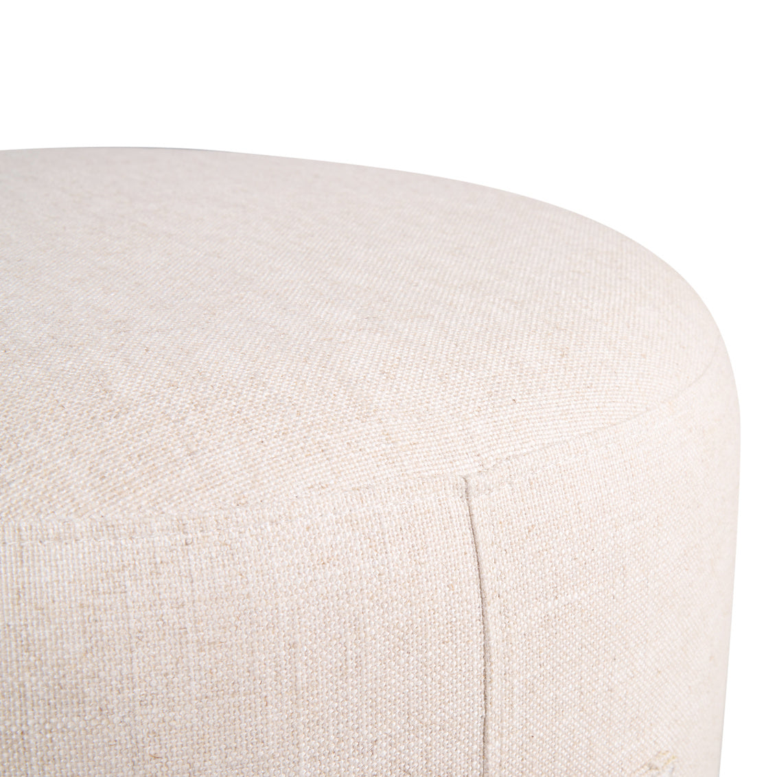 Ellery Cream Fabric Round Ottoman-Ottomans-Wildwood-LOOMLAN