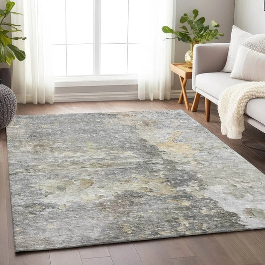 Ellior Gray Washable Indoor - Outdoor Rug - LOOMLAN - LOOMLAN Rugs - Outdoor Rugs