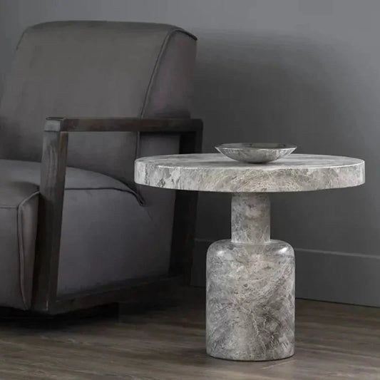Elmira Concrete Outdoor Round Side Table - LOOMLAN - SUNPAN - Outdoor Side Tables