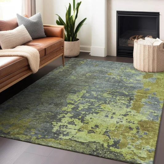 Elon Green Washable Indoor - Outdoor Rug - LOOMLAN - LOOMLAN Rugs - Outdoor Rugs
