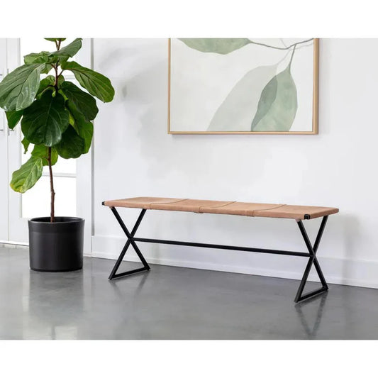 Elon Leather Backless Bench - LOOMLAN - SUNPAN - Bedroom Benches
