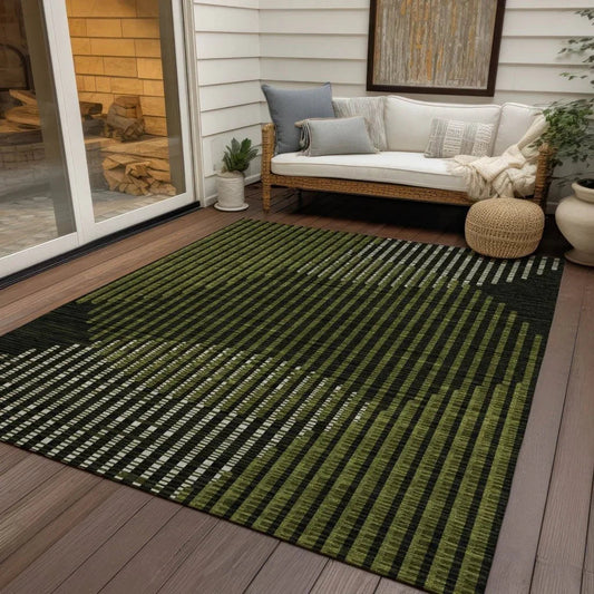 Elowen Olive Washable Indoor-Outdoor Rug-Outdoor Rugs-LOOMLAN Rugs-LOOMLAN