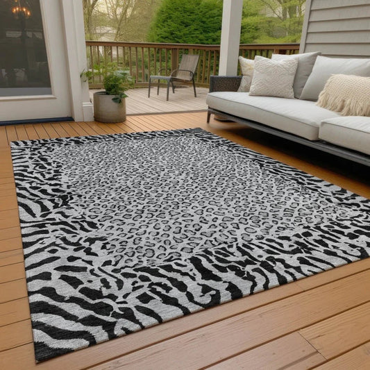 Elyvia Gray Washable Indoor - Outdoor Rug - LOOMLAN - LOOMLAN Rugs - Outdoor Rugs