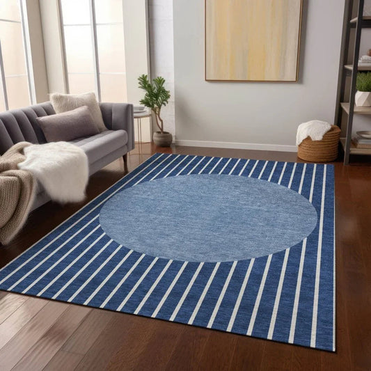 Ember Blue Washable Indoor-Outdoor Rug-Outdoor Rugs-LOOMLAN Rugs-LOOMLAN
