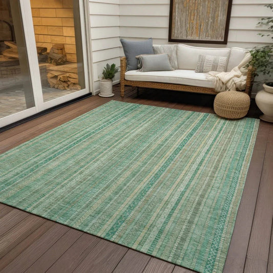 Emberith Teal Washable Indoor - Outdoor Rug - LOOMLAN - LOOMLAN Rugs - Outdoor Rugs