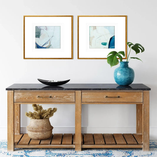 Emerging Wood Blue Framed Wall Art 2PC