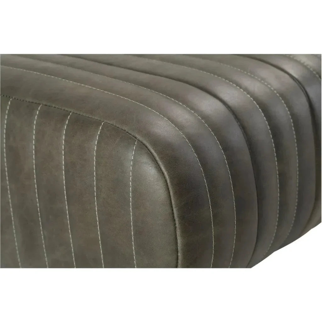 Endora Grain Leather & Iron Coffee Black Bench - LOOMLAN - Moe's Home - Bedroom Benches