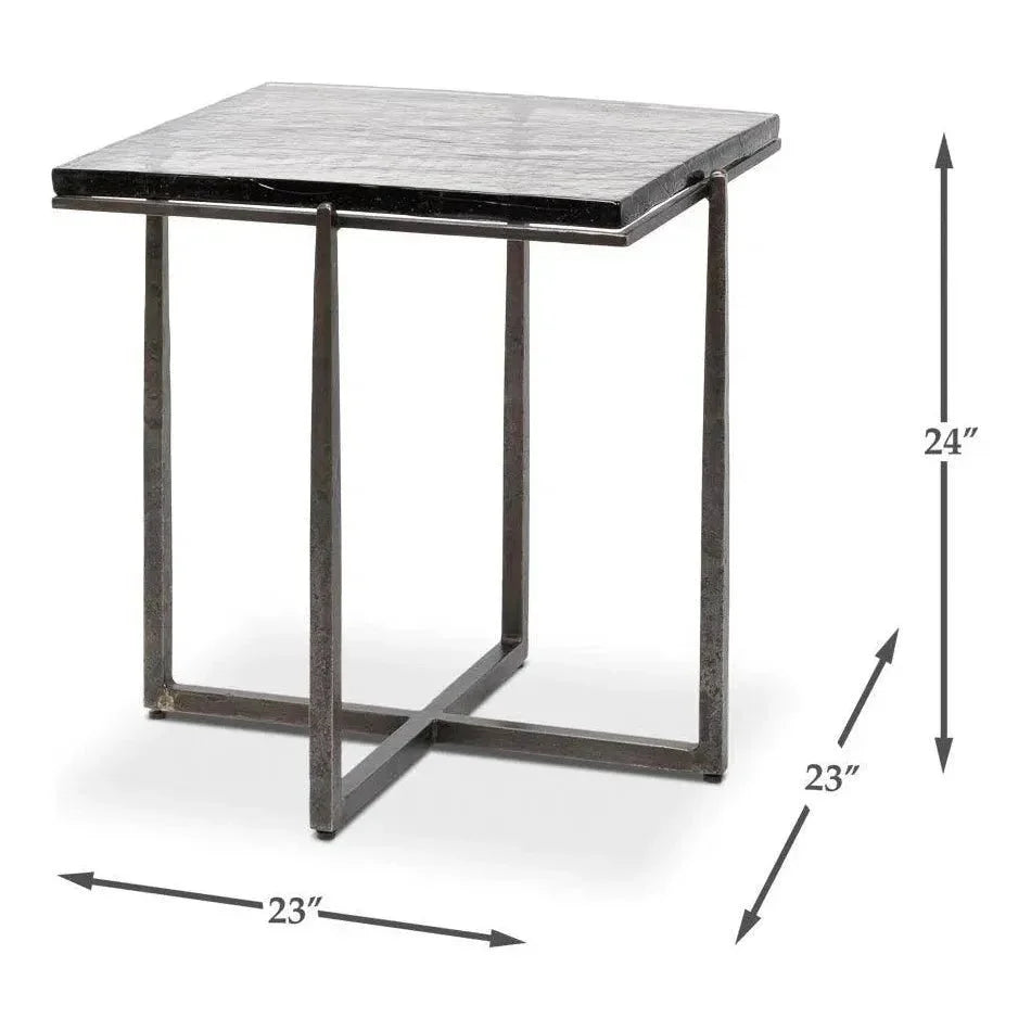 Erik Forged Iron Grey Square Side Table - LOOMLAN - Side Tables