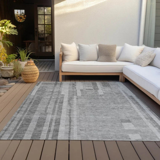 Esmara Gray Washable Indoor-Outdoor Rug-Outdoor Rugs-LOOMLAN Rugs-LOOMLAN