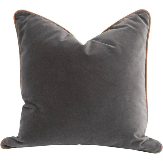 Essential Dove Velvet Piping Throw Pillow Insert - 2PC - LOOMLAN - Essentials For Living - Throw Pillows