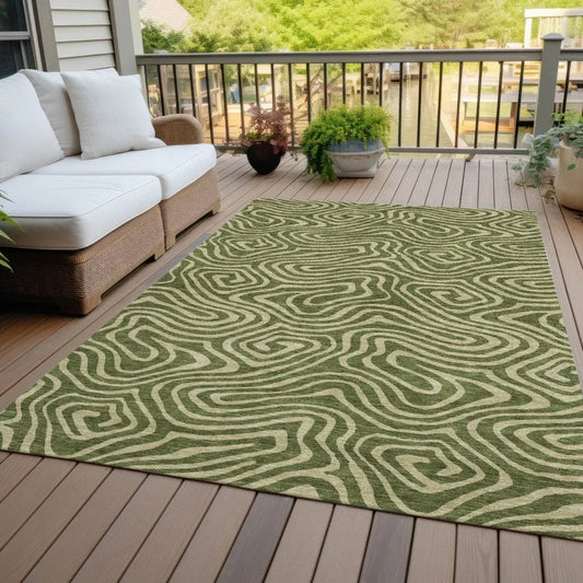 Evalora Green Washable Indoor-Outdoor Rug-Outdoor Rugs-LOOMLAN Rugs-LOOMLAN