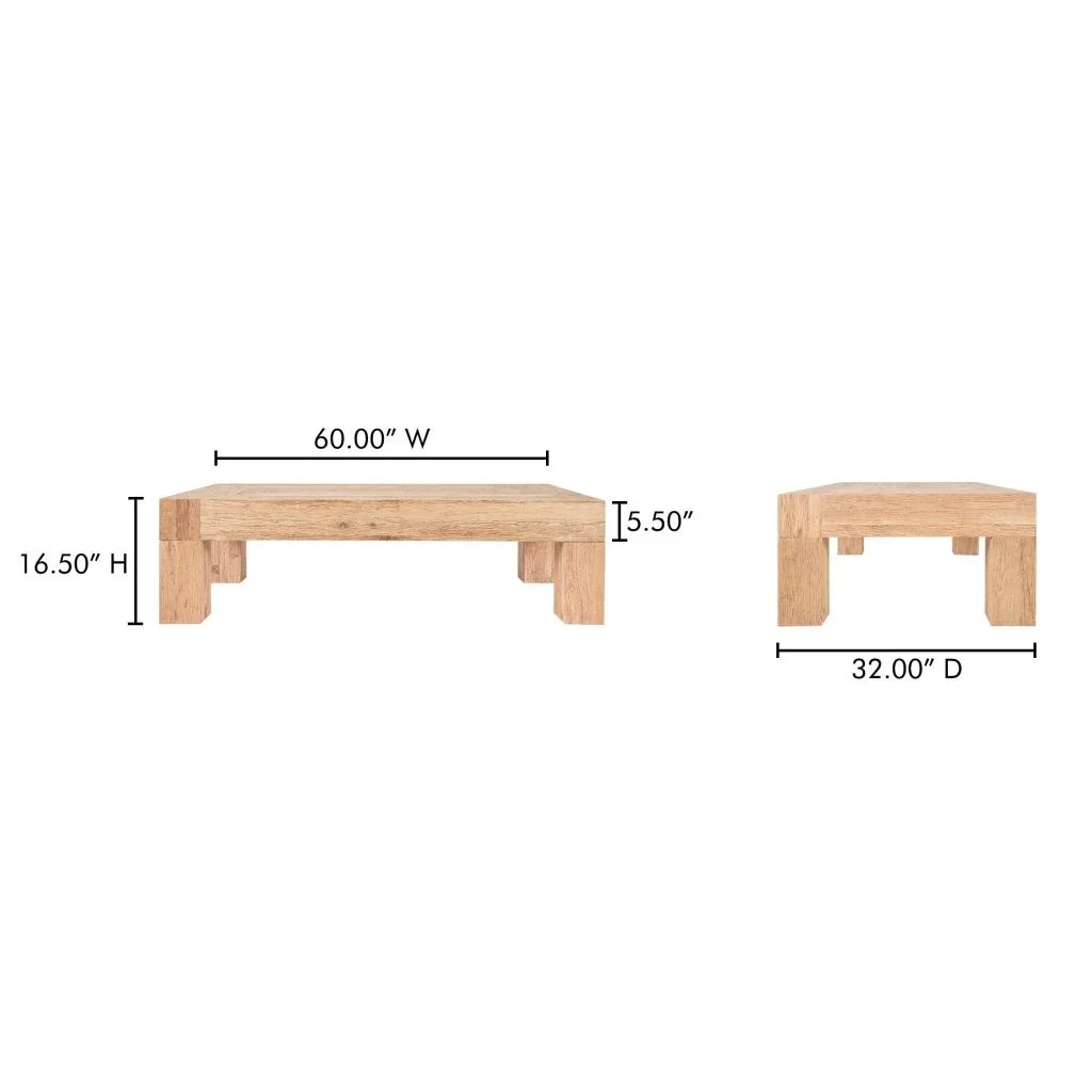 Evander Natural Rectangular Oak Coffee Table - LOOMLAN - Moe's Home - Coffee Tables