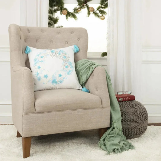 Evie White Aqua Throw Pillow Down Insert - LOOMLAN - LOOMLAN - Throw Pillows