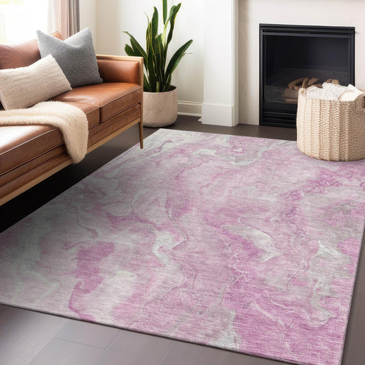 Faerel Pink Washable Indoor-Outdoor Rug