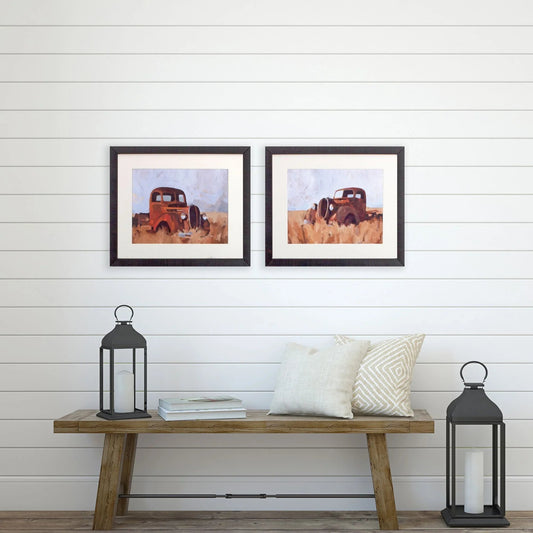Farm Truck Brown Framed Wall Art 2PC